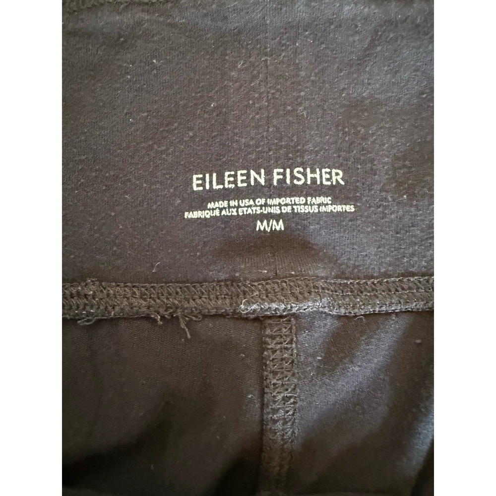 Eileen Fisher Black Cropped Leggings Women's Medium Zip Pocket Stretch Capri - Picture 2 of 8
